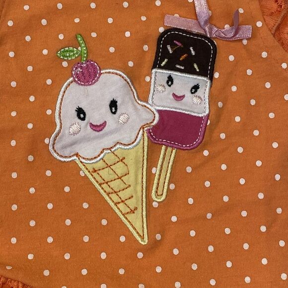 nanette lepore girls 18M Orange Shirt With Embroidered Ice Cream Treats; Ruffles - Picture 2 of 5